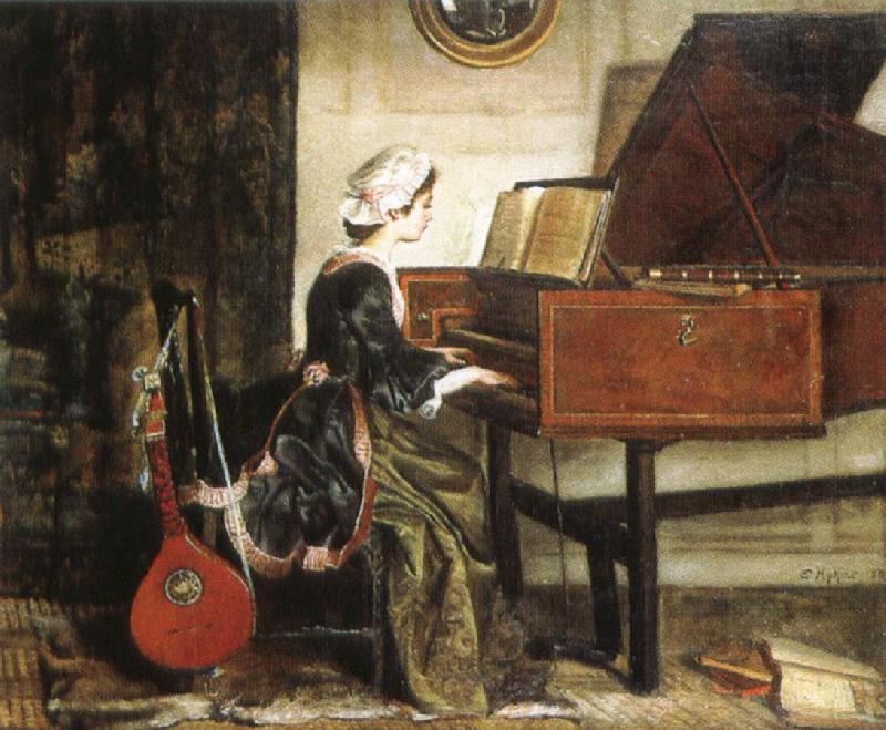 charles burney the harpsichordist France oil painting art